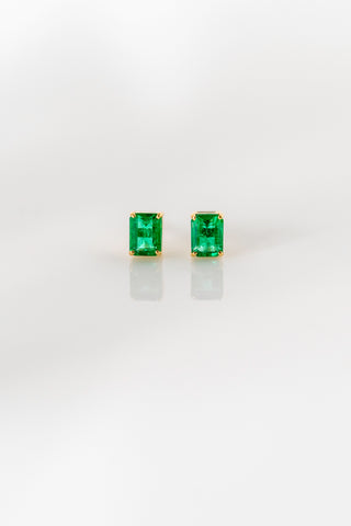 18K Emerald Octogon Studs