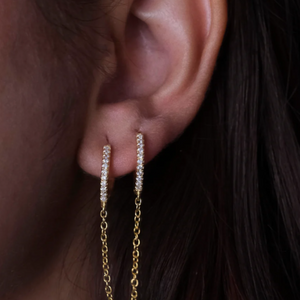 Diamond Hoop Chained Earrings