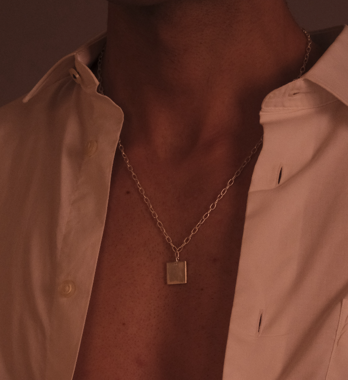 Engraved Square Bar Necklace