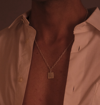 Engraved Square Bar Necklace