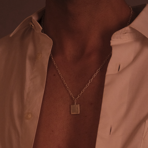 Engraved Square Bar Necklace