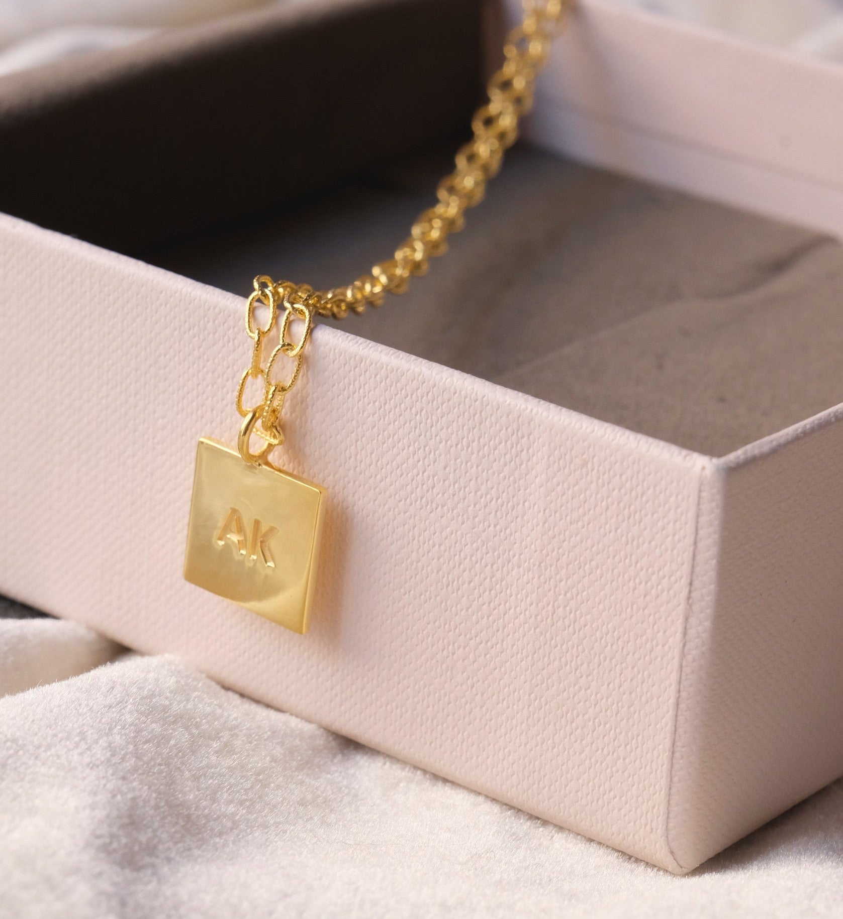 Engraved Square Bar Necklace