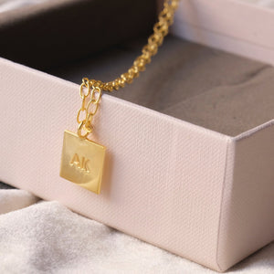 Engraved Square Bar Necklace