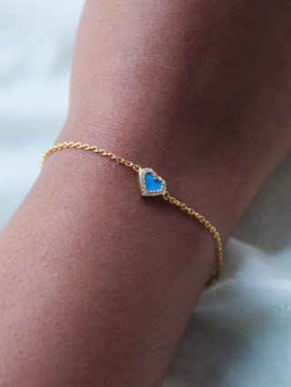 Diamond Colored Heart Bracelet