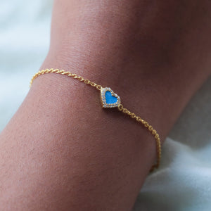 Diamond Colored Heart Bracelet