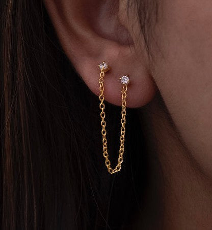 Diamond Ear Chain Studs