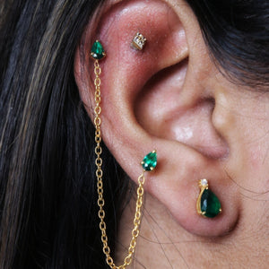 Emerald Drop Ear Chain