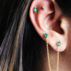 Emerald Drop Ear Chain