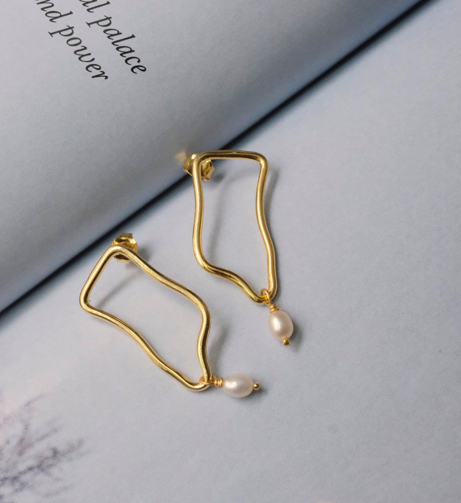 Abstract Pearl Drop Earrings