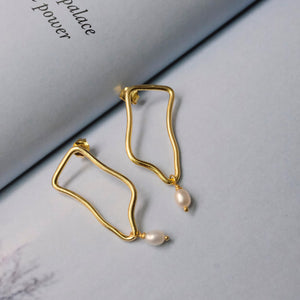 Abstract Pearl Drop Earrings