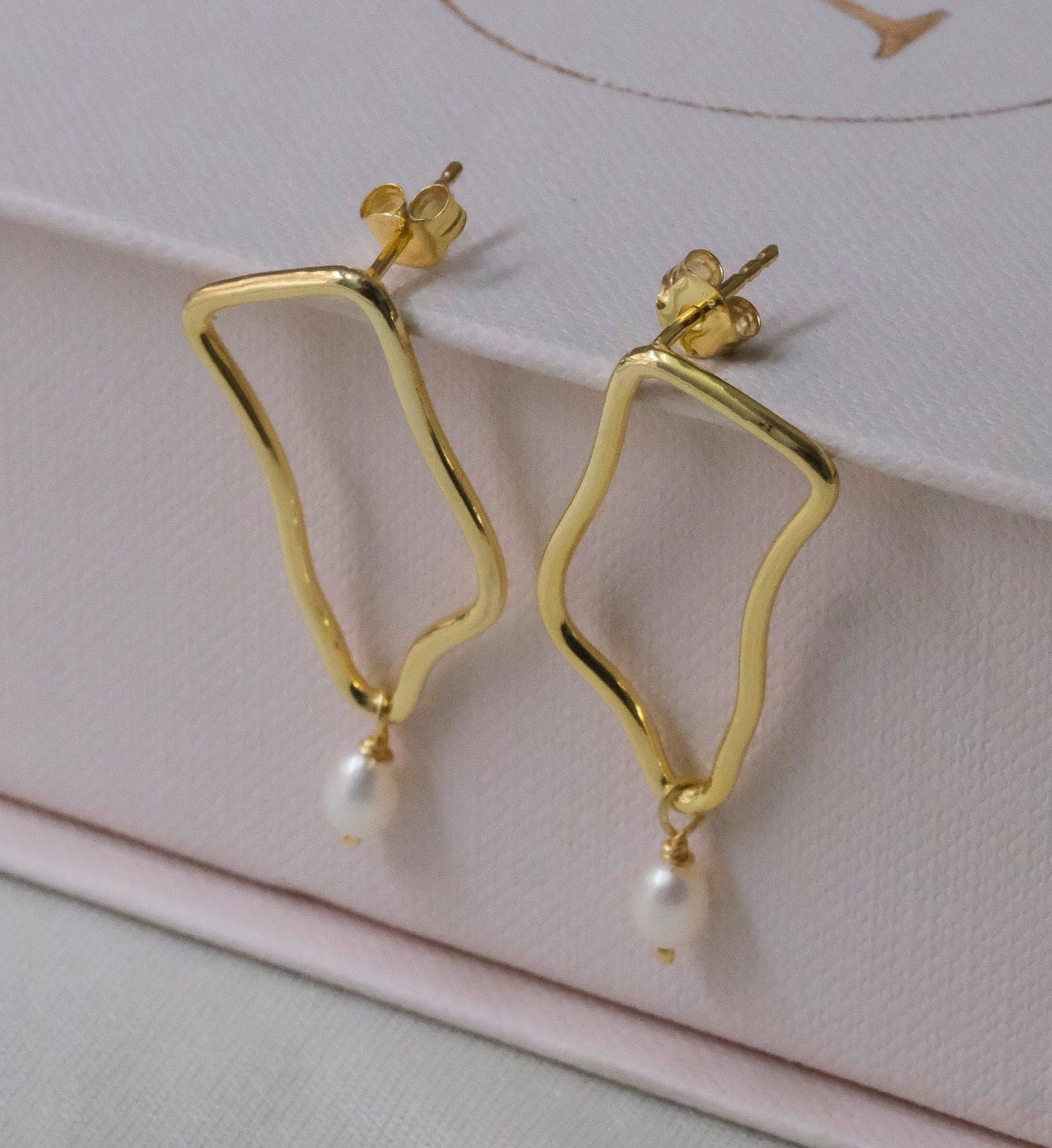 Abstract Pearl Drop Earrings