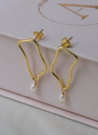 Abstract Pearl Drop Earrings