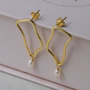 Abstract Pearl Drop Earrings