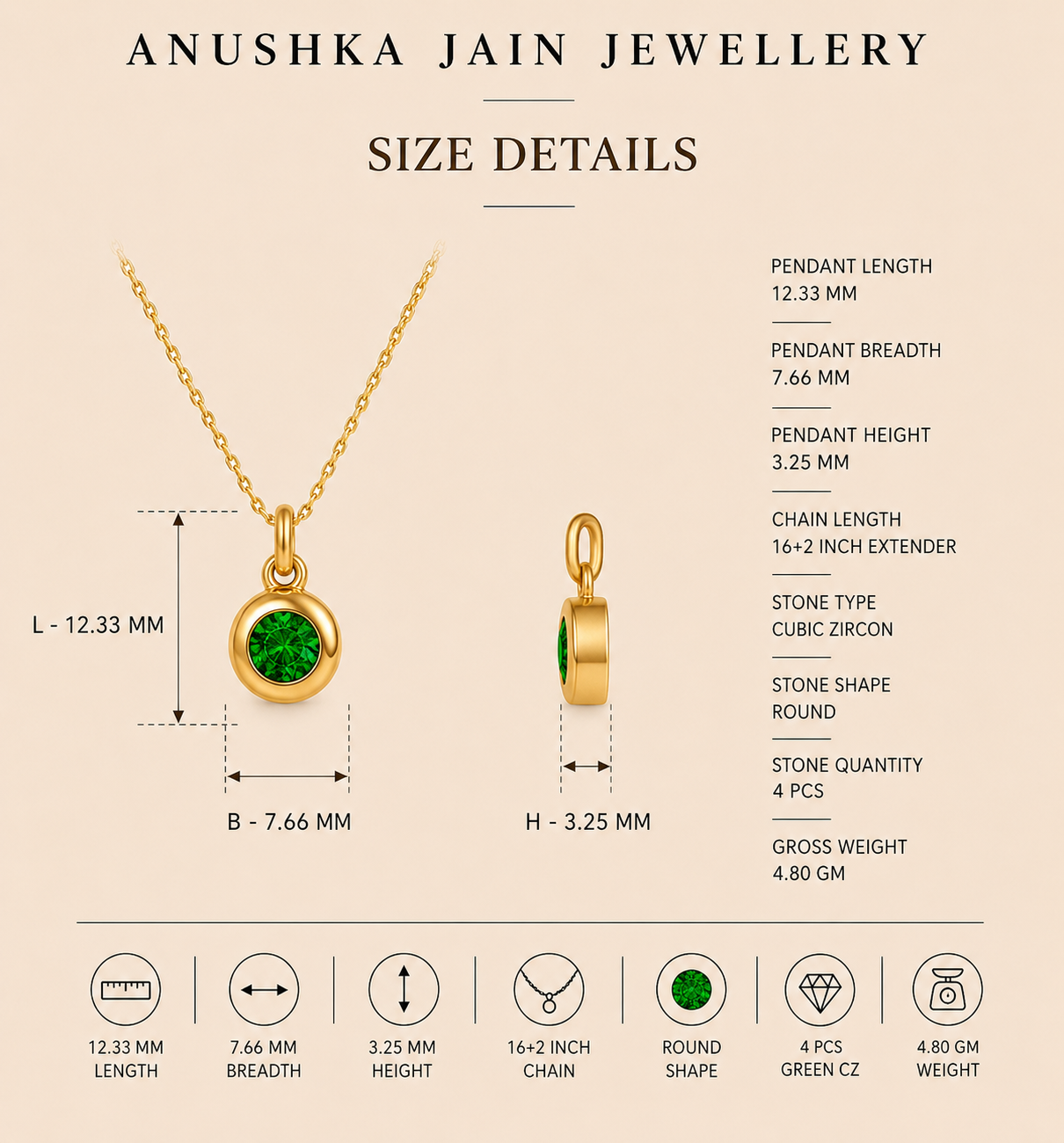 August Birthstone Necklace