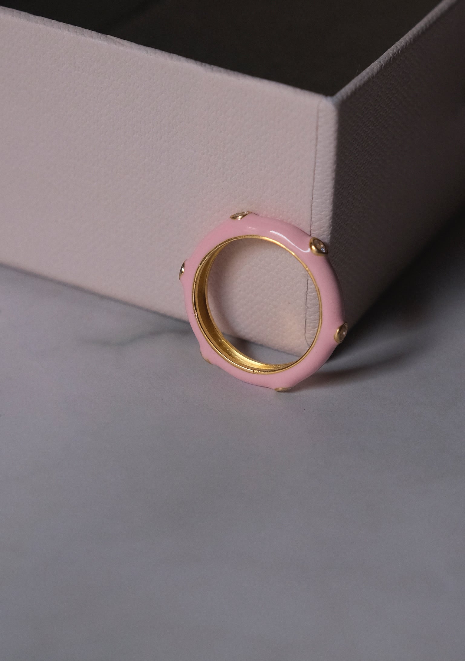 Pastel Pink Studded Enamel Ring