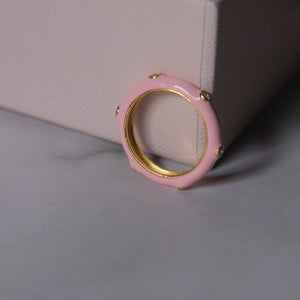 Pastel Pink Studded Enamel Ring