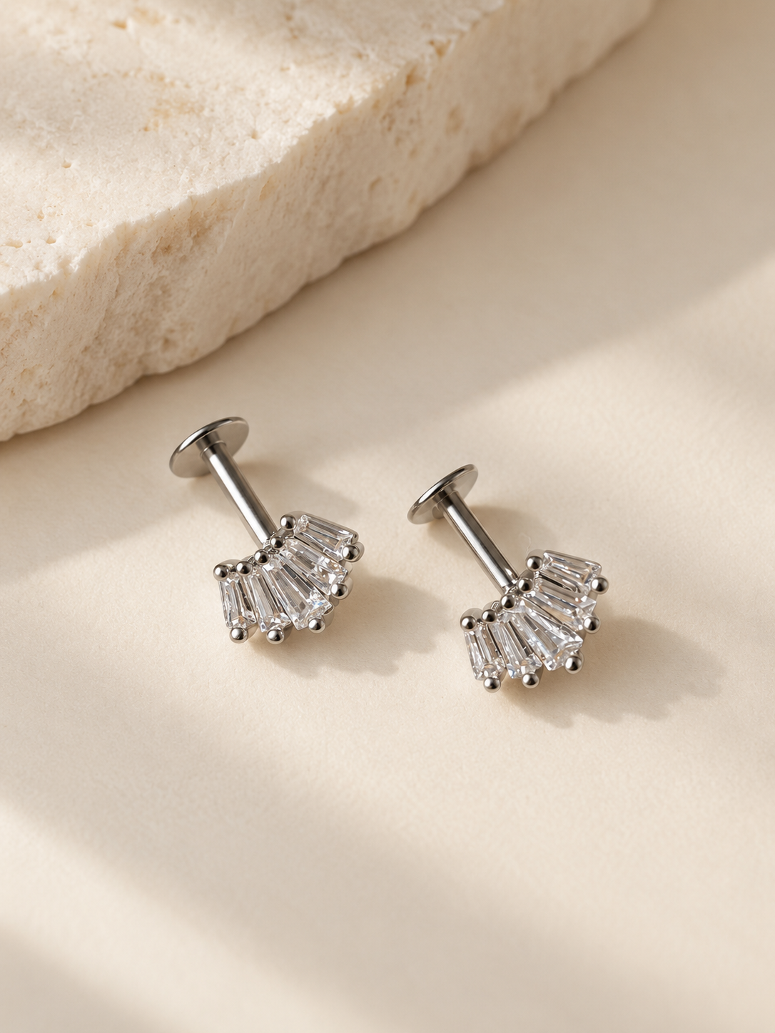 Baguette Fan Hanging Stud
