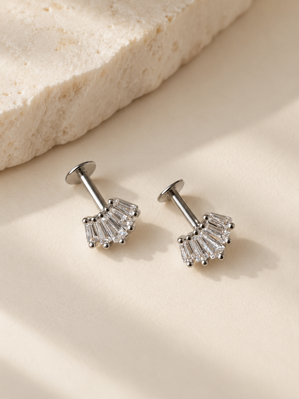 Baguette Fan Hanging Stud
