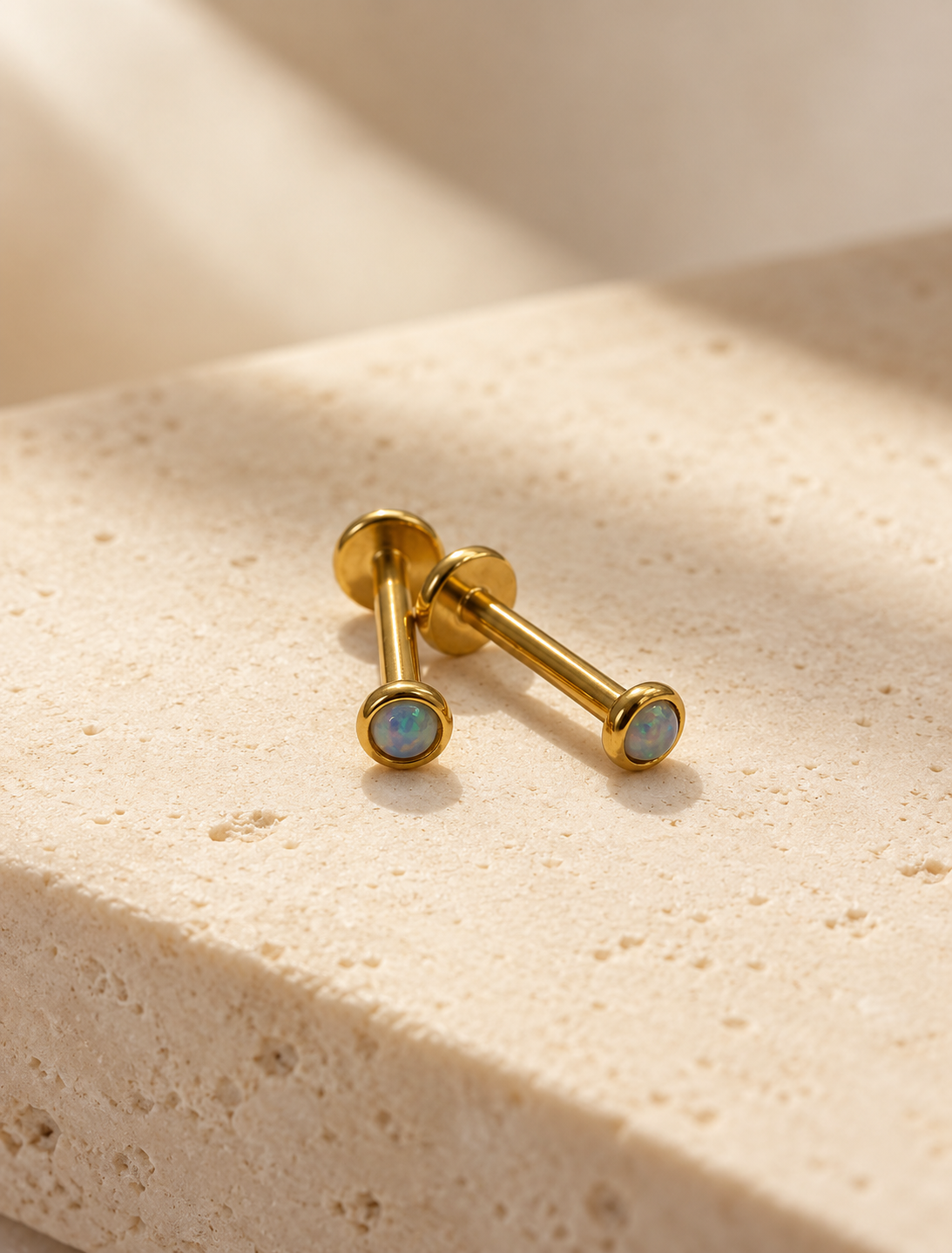 Blue Opal Flat Back Stud