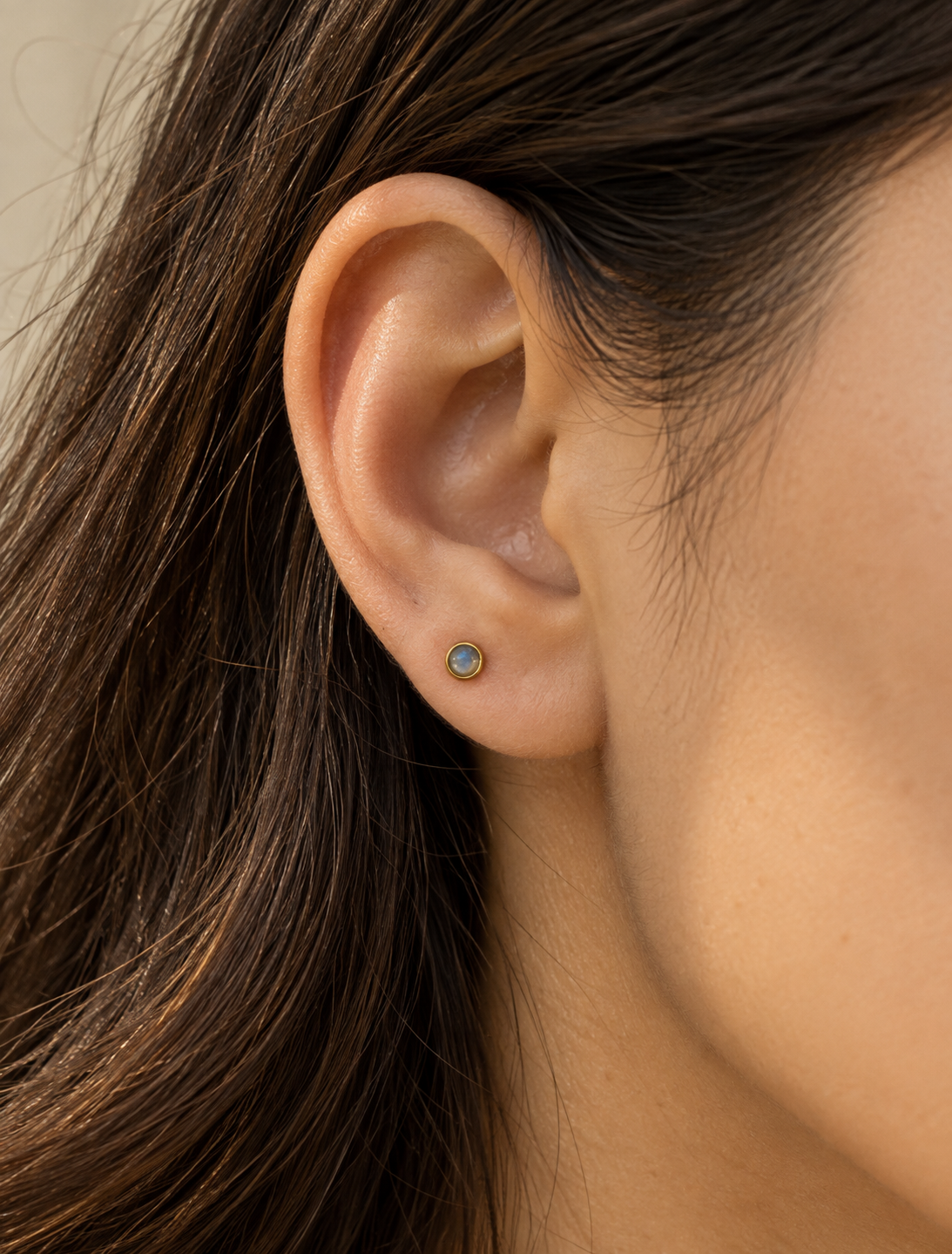 Blue Opal Flat Back Stud