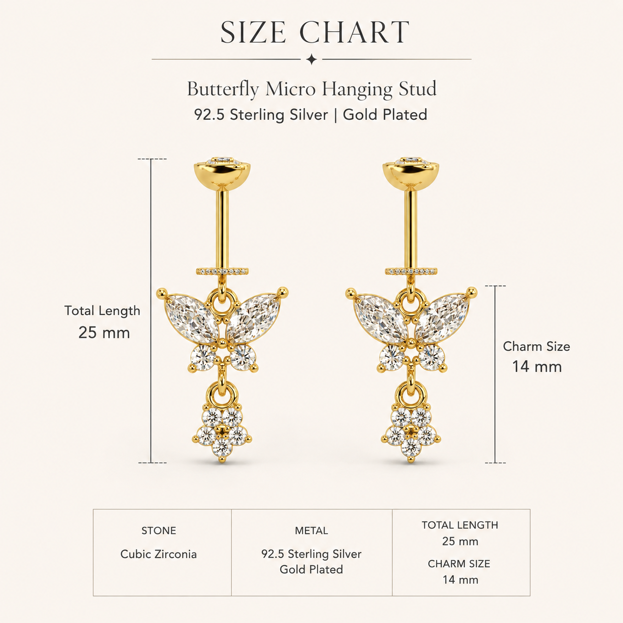 Butterfly Micro Hanging Studs