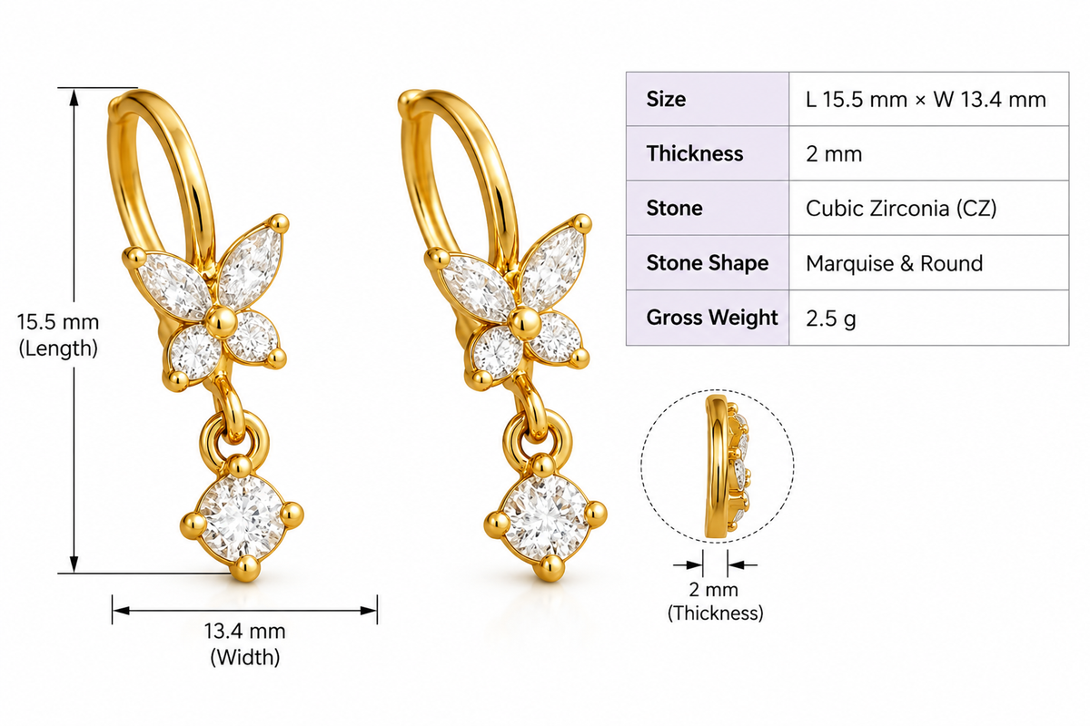 Butterfly Diamond Drop Huggie