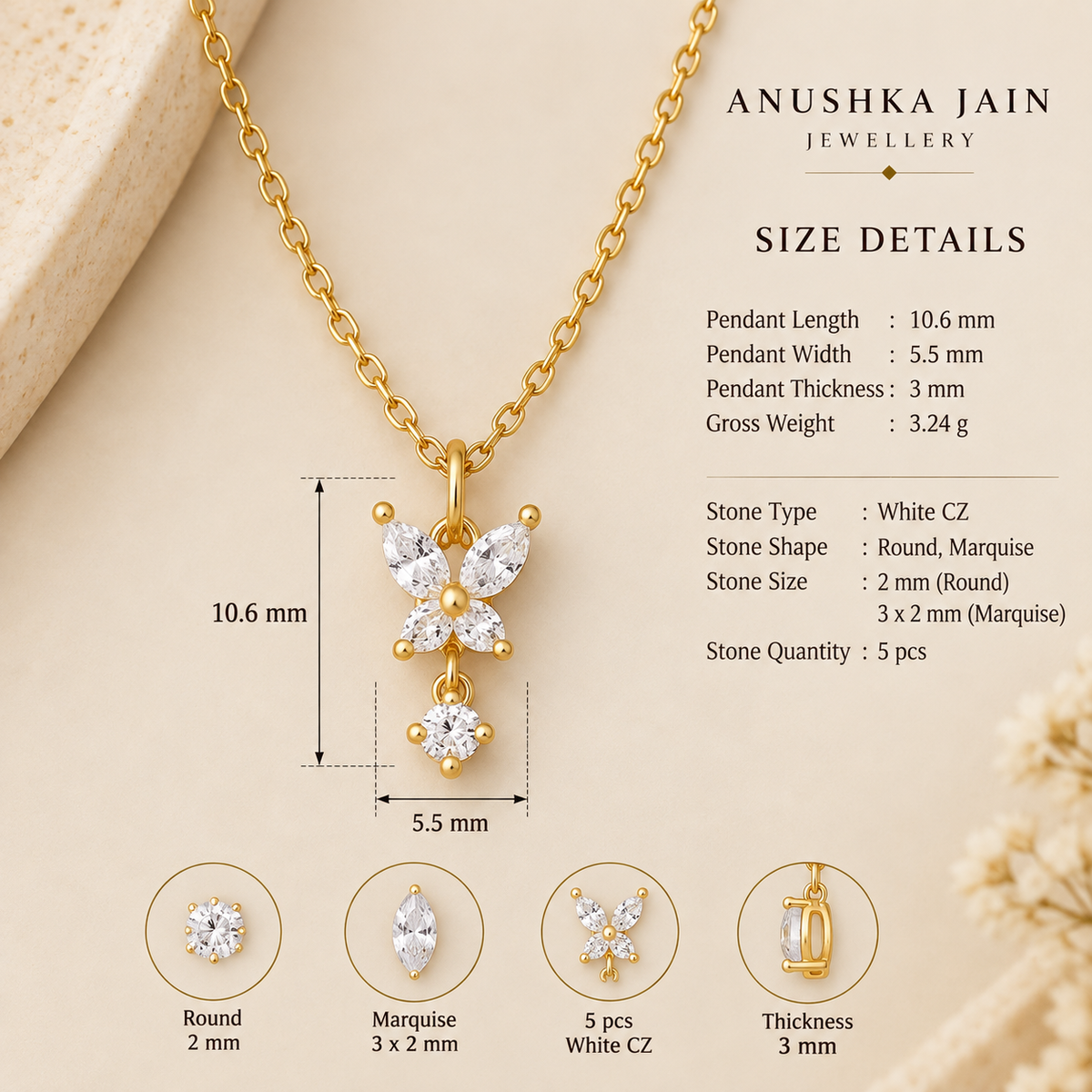 Butterfly Diamond Drop Necklace