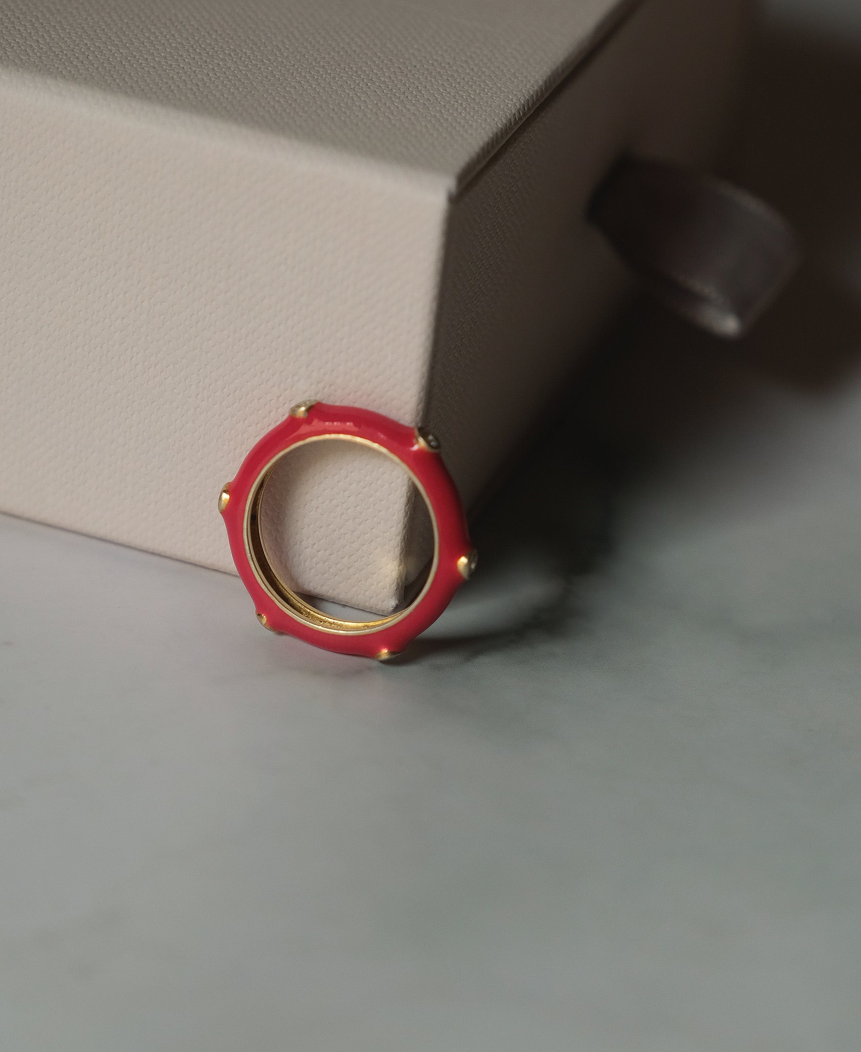 Bloody Red Studded Enamel Ring