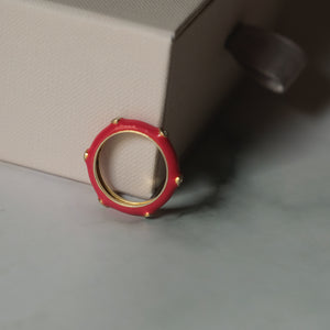 Bloody Red Studded Enamel Ring