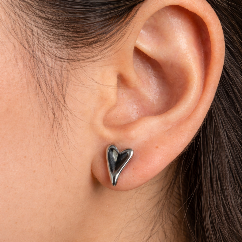 Sculpted Heart Studs