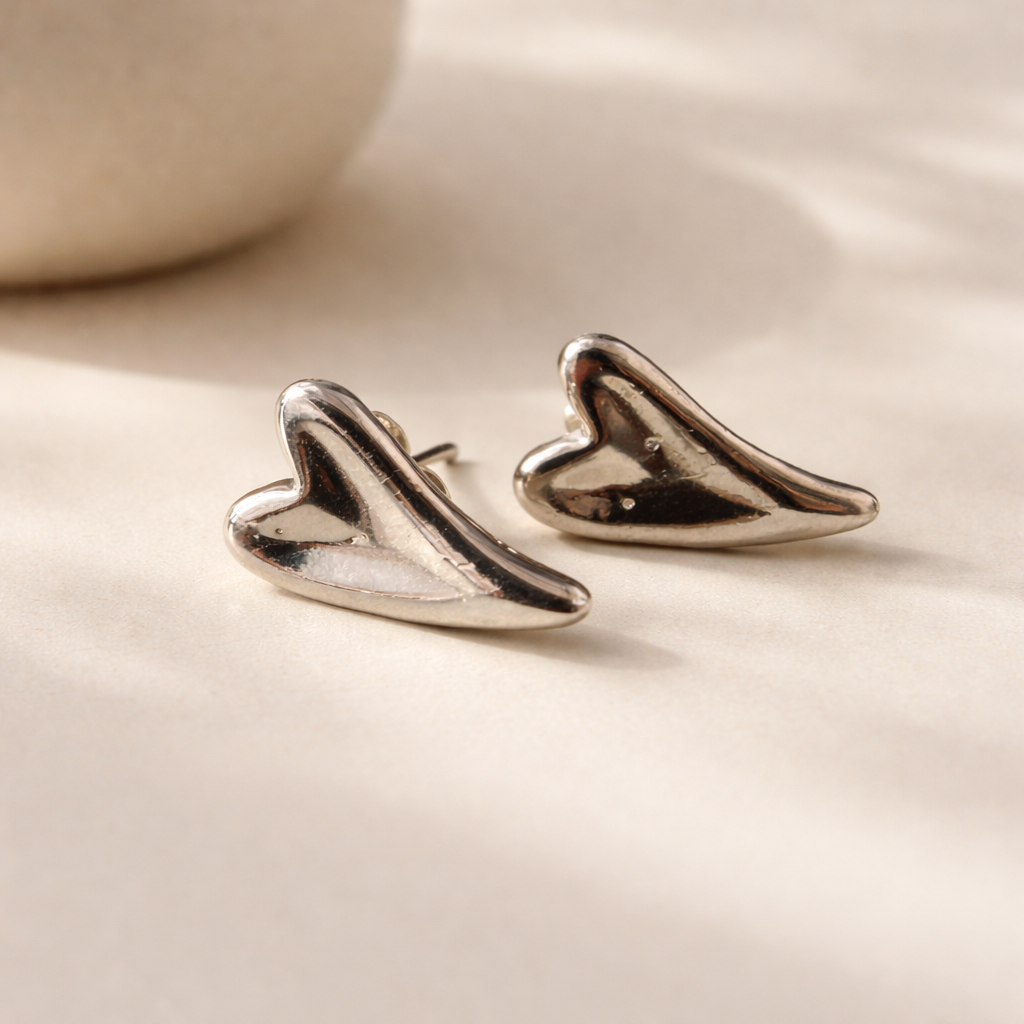 Sculpted Heart Studs