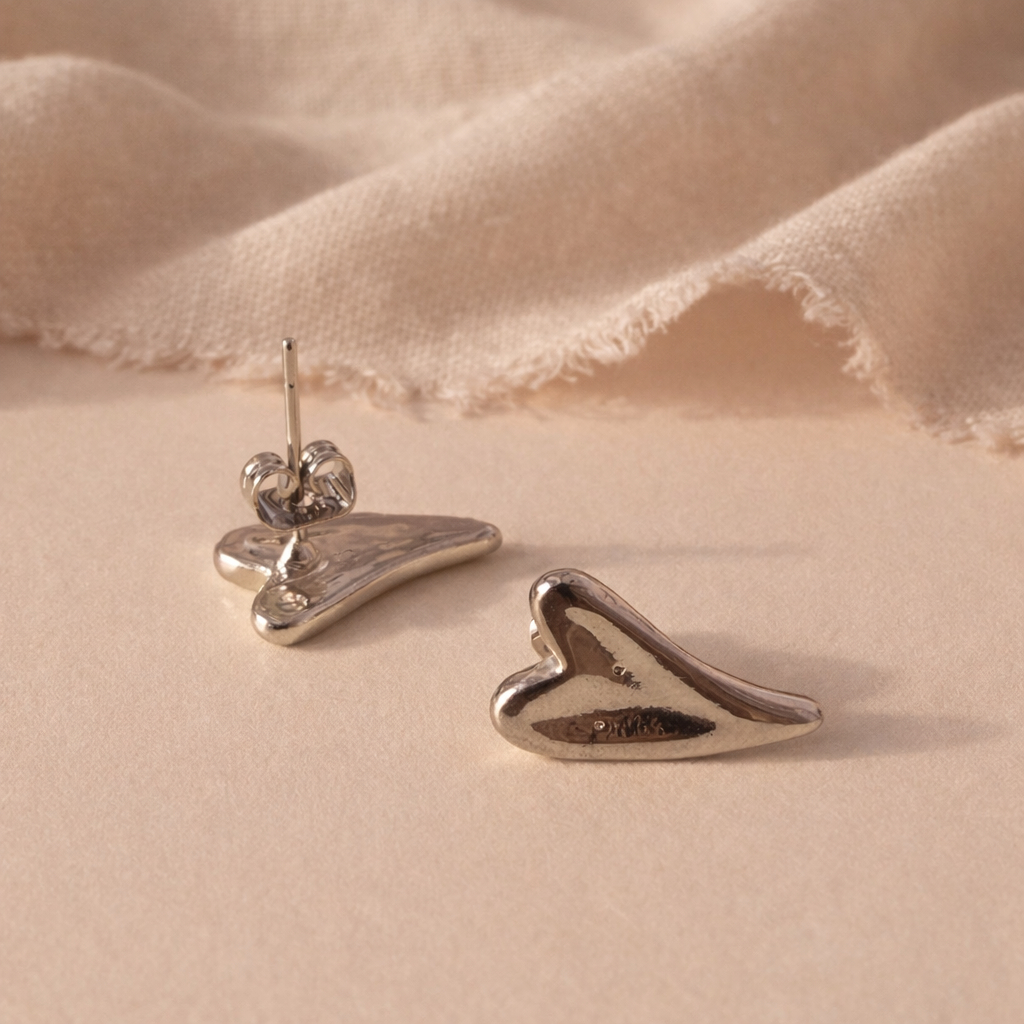Sculpted Heart Studs