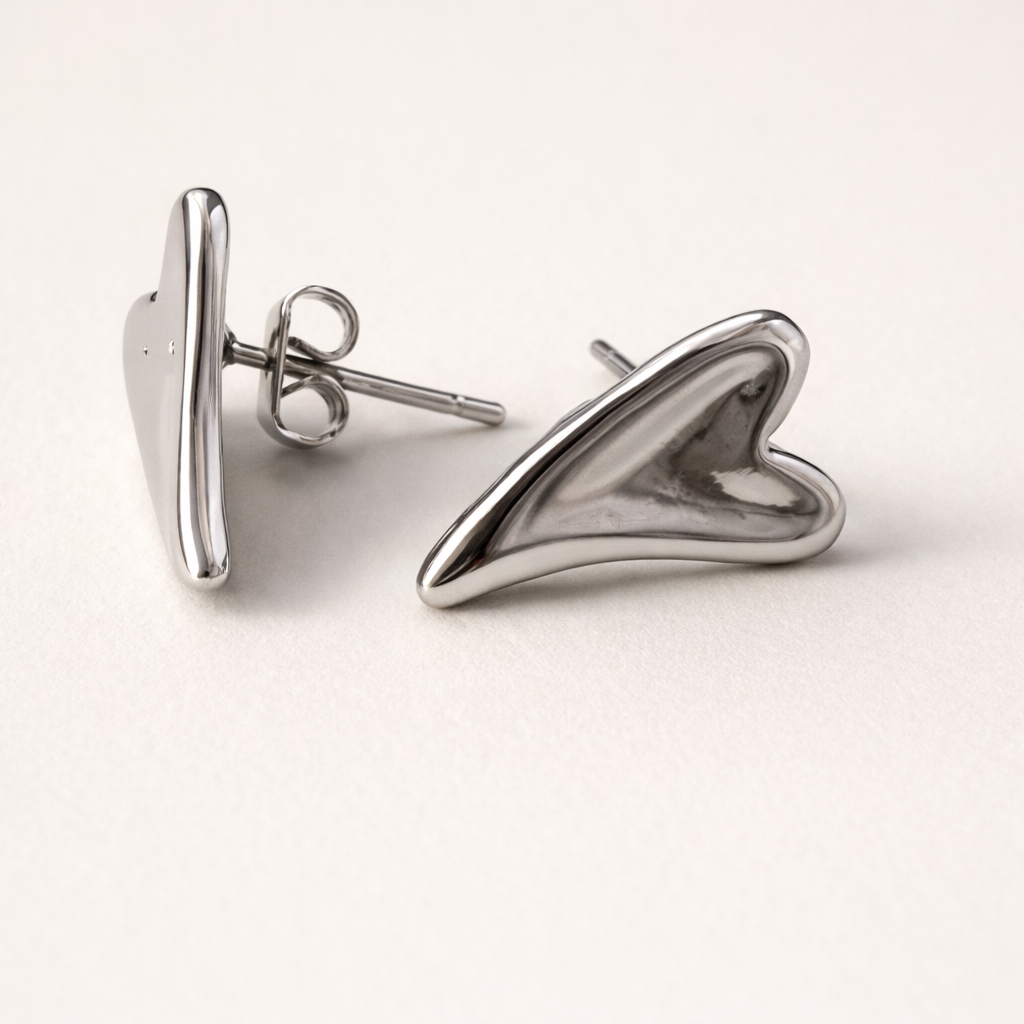 Sculpted Heart Studs