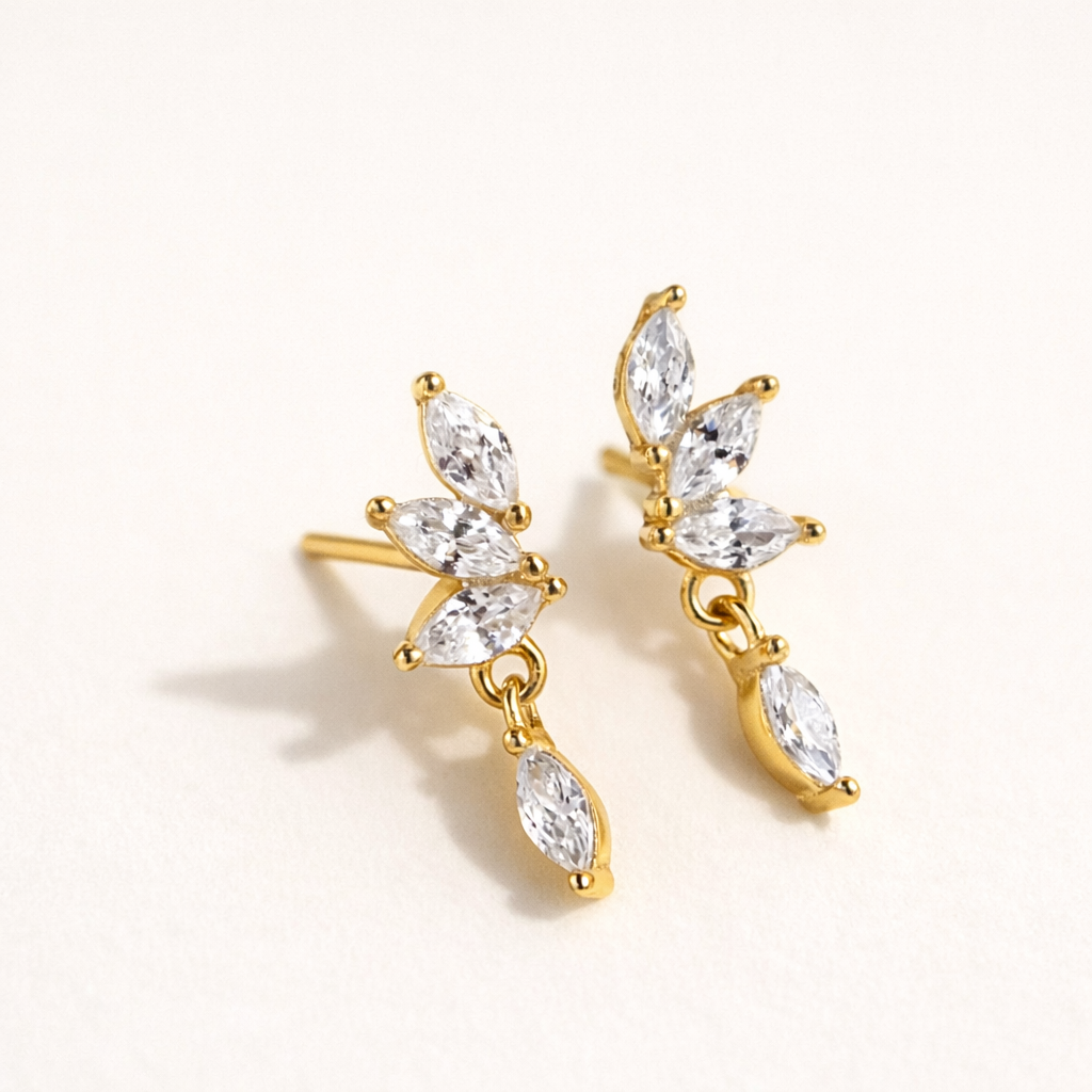 Tri Marquise Drop Stud