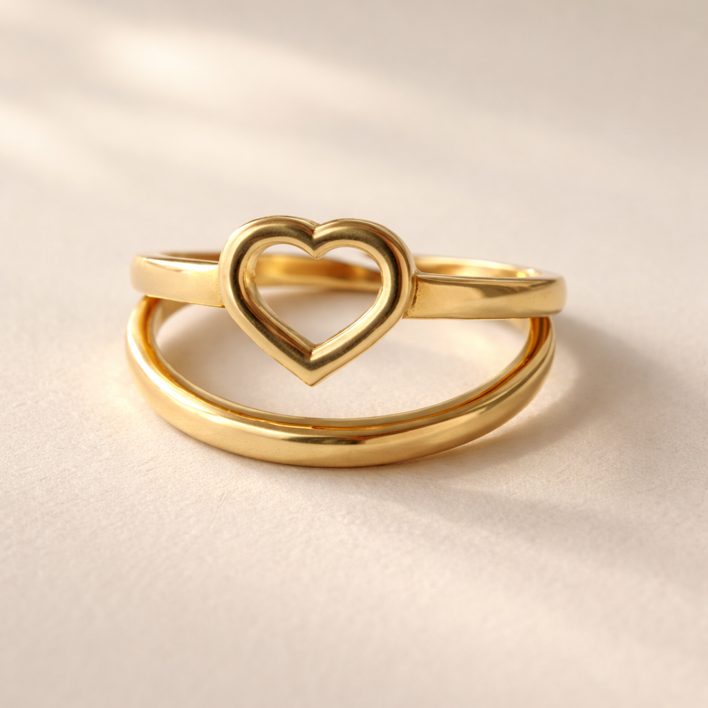 Adjustable Heart Stack Ring