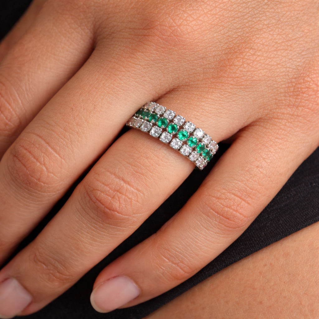 Green Diamond Linky Ring
