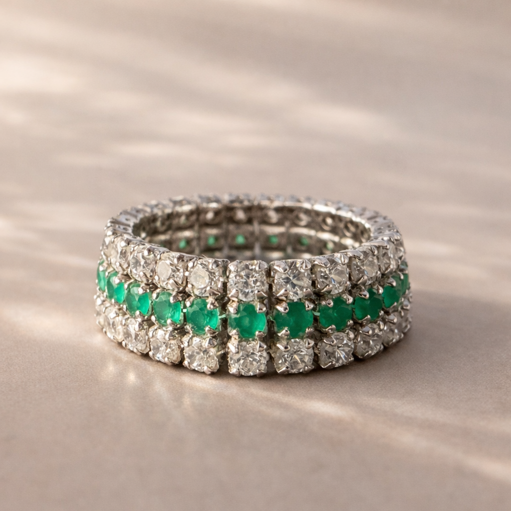 Green Diamond Linky Ring