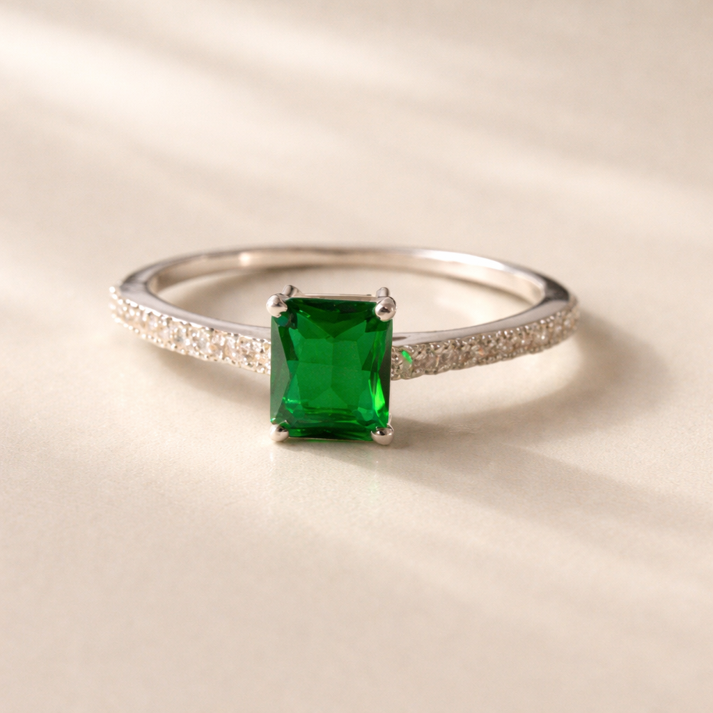 Green Stone Silver Ring