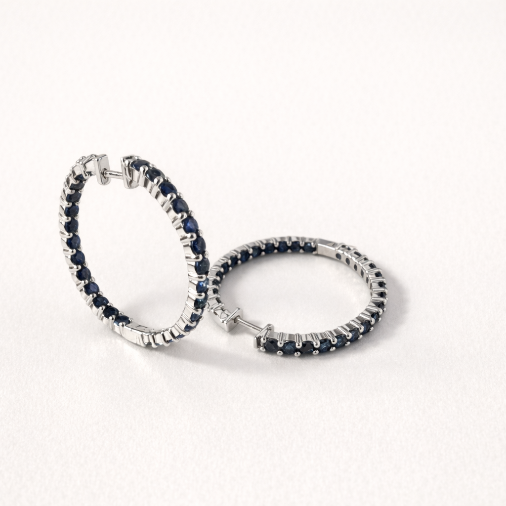 Midnight Sapphire Hoops