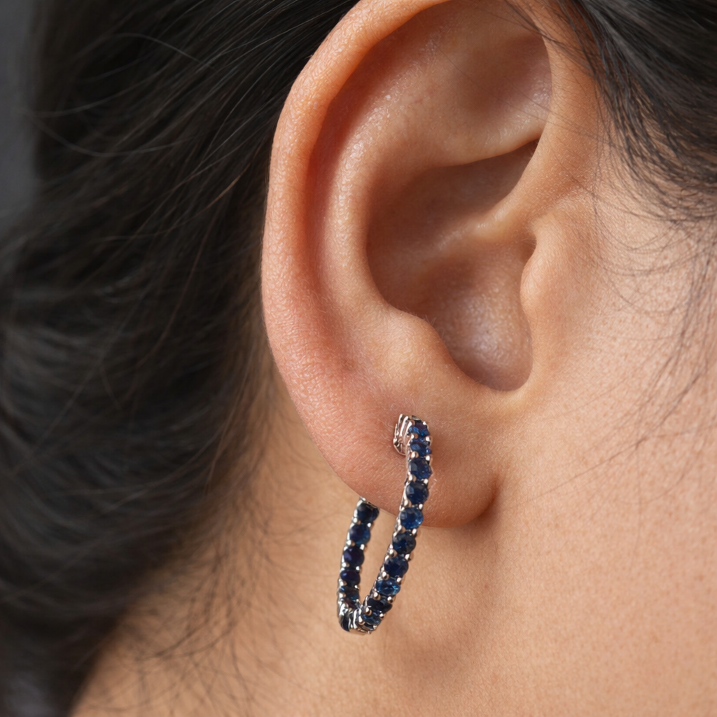 Midnight Sapphire Hoops