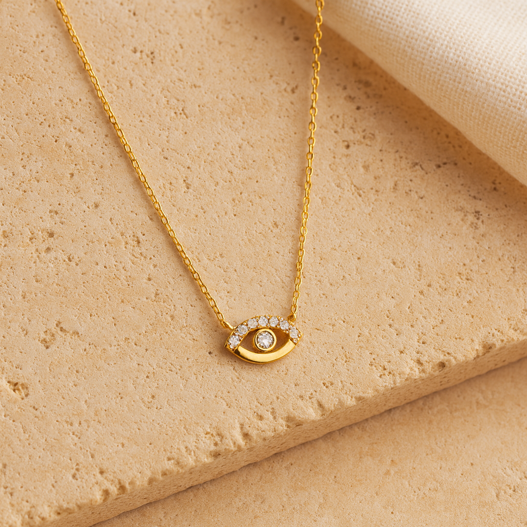 Diamond Evil Eye Protect Necklace