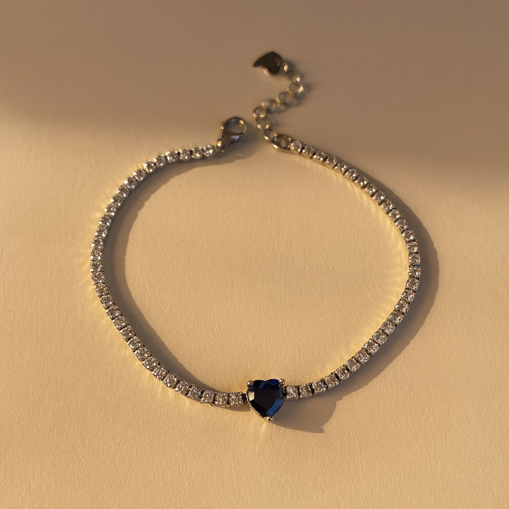 Blue Heart Diamond Tennis Bracelet