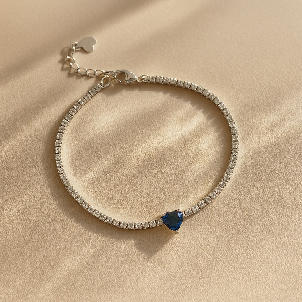 Blue Heart Diamond Tennis Bracelet