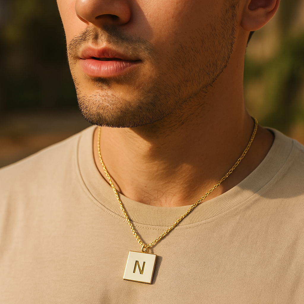 Engraved Square Bar Necklace