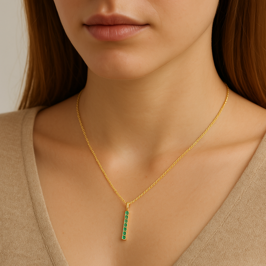 Emerald Bar Necklace