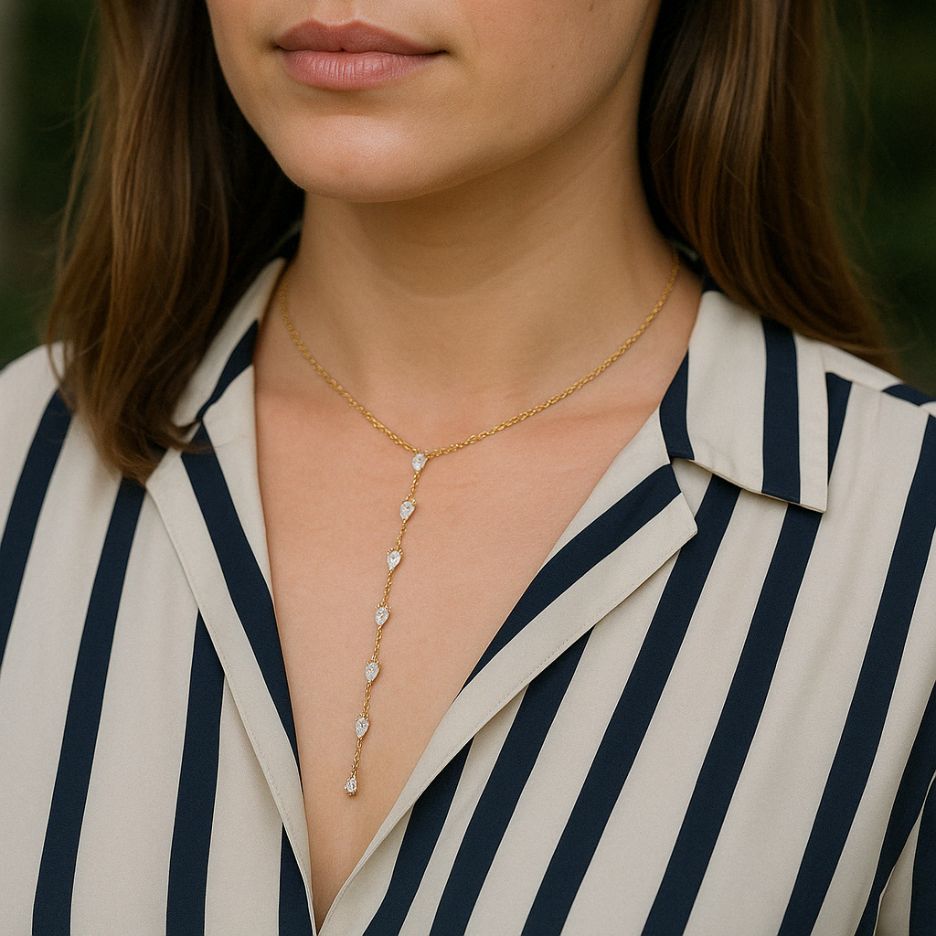Diamond Pear Lariat Necklace
