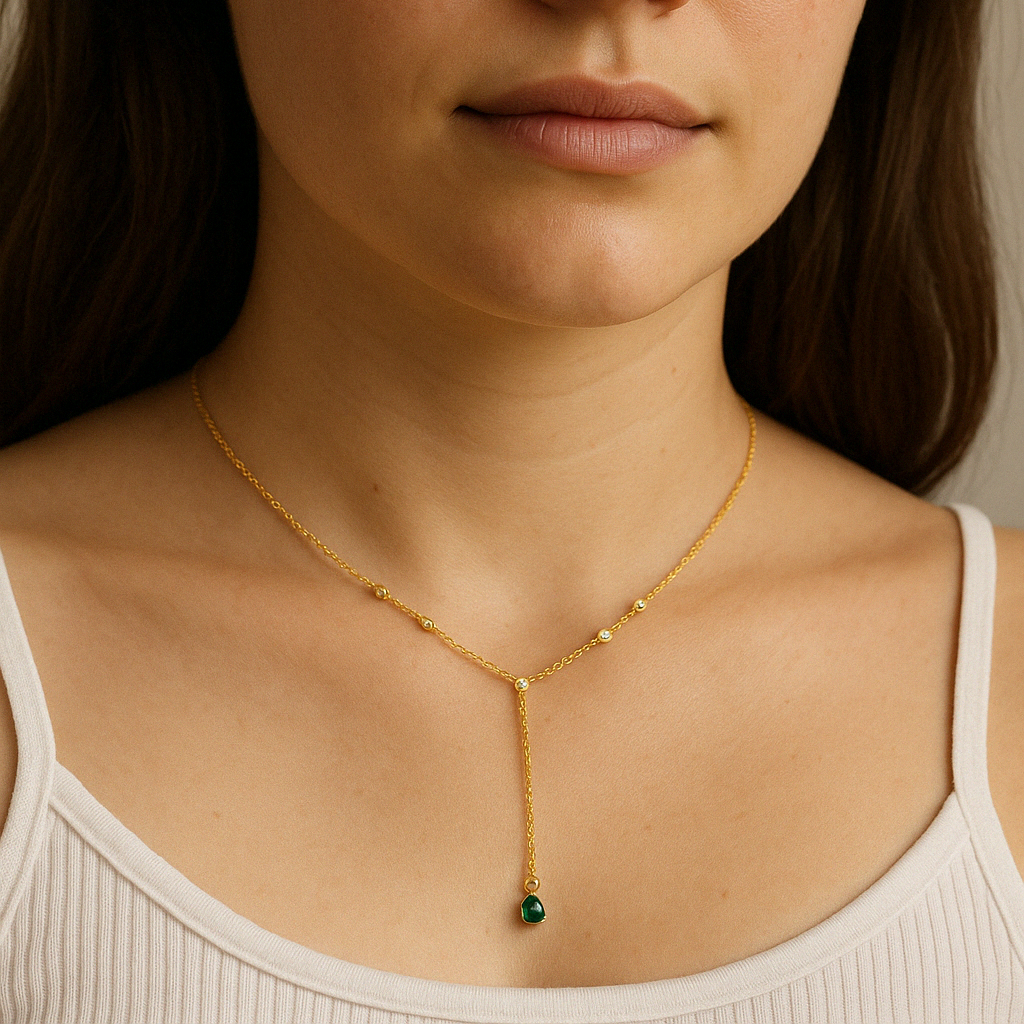 Emerald Duet Lariat Necklace
