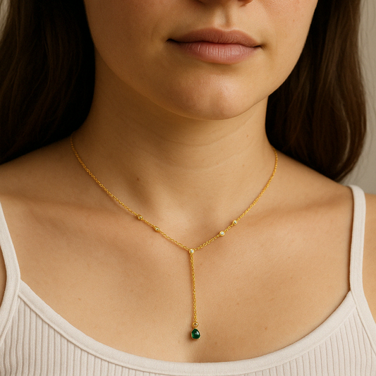 Emerald Duet Lariat Necklace