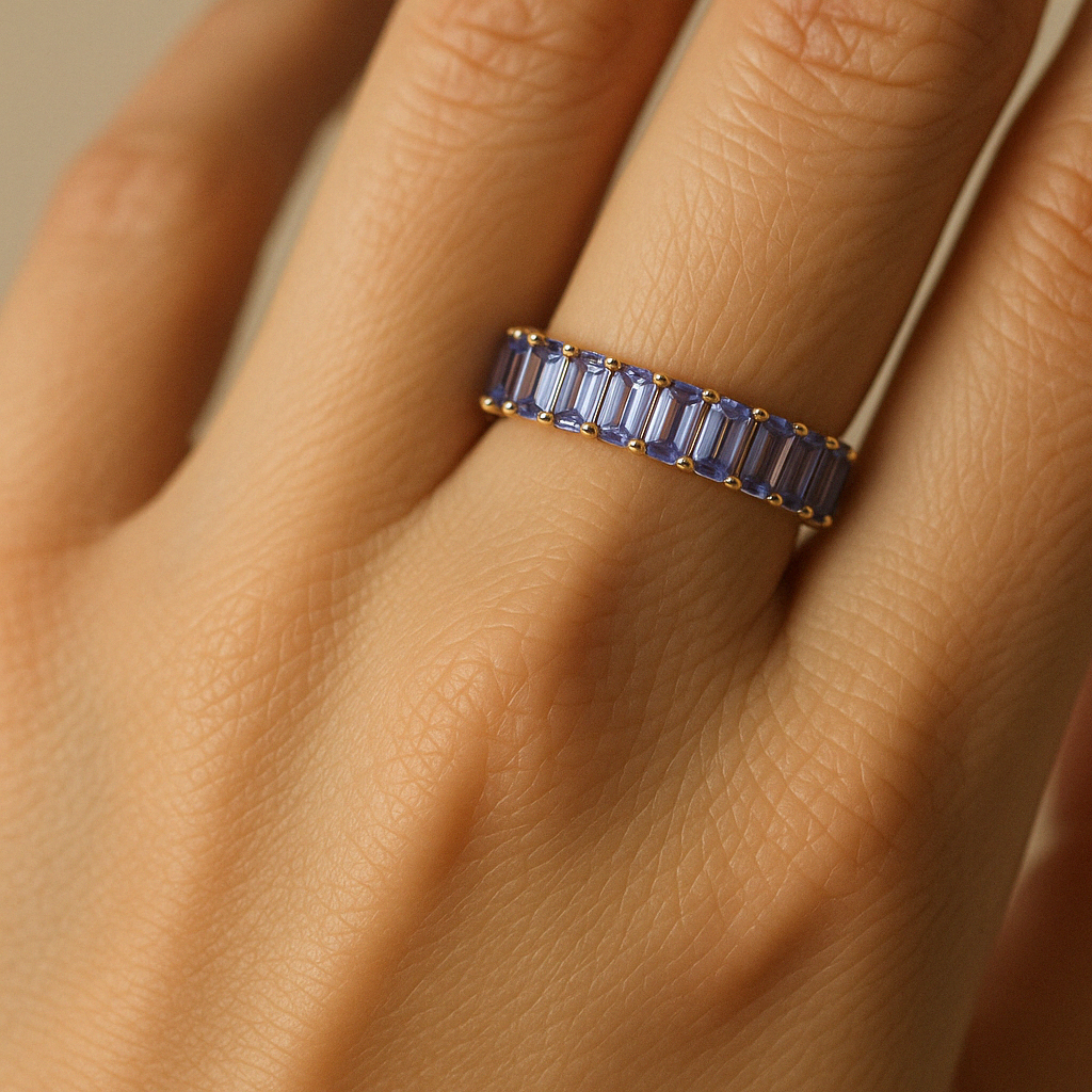 Tanzanite Eternity Ring Yellow Gold