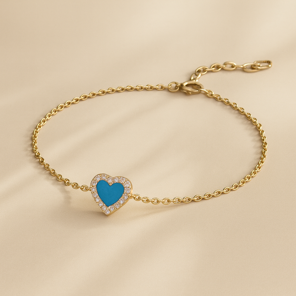 Diamond Colored Heart Bracelet